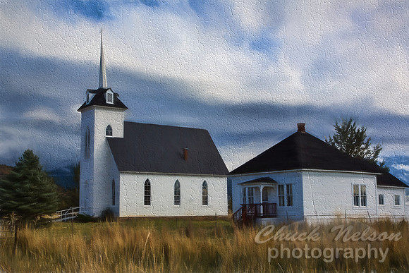 #549B - LITTLE SHASTA CHURCH - PAINTERLY TDAI (8X12)