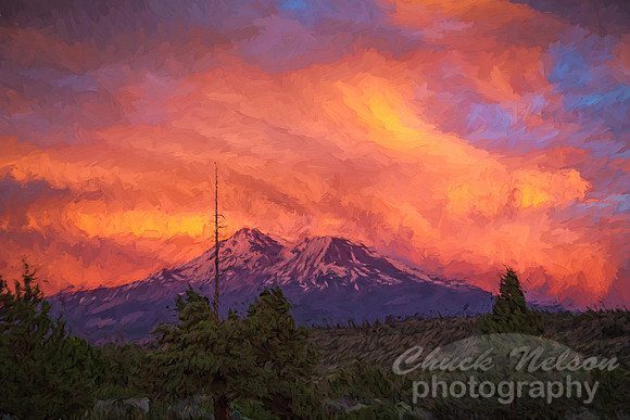 #561B - MT SHASTA SUNSET PAINTERLY TDAI (1:1.5)