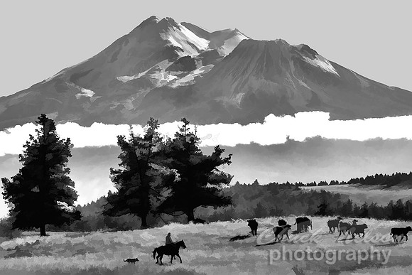 #87D - MAN-DOG-HORSE-MOUNTAIN - TS (1:1.5)