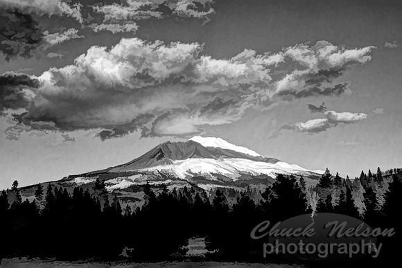 #691D -  MT SHASTA WITH CLOUDS TSBW (1:1.5)