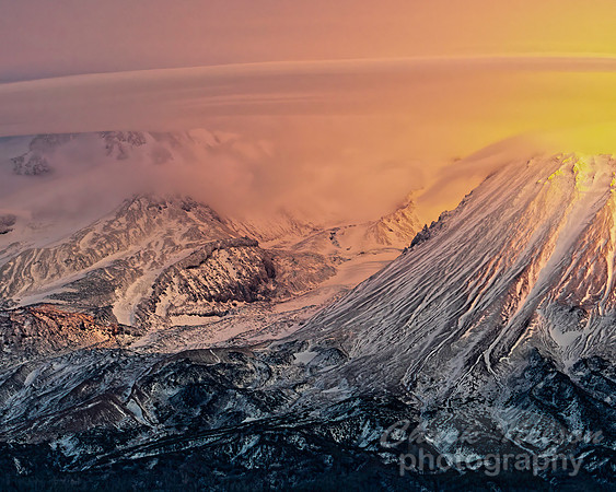 #728A - MT SHASTA DETAIL WITH CLOUDS AND SETTING SUN  (1:1.25)