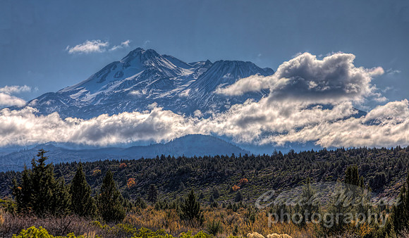 #732B - MT SHASTA WITH LOW CLOUDS HDR GW (14X24 FOR 10X20 GW)