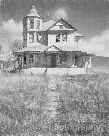 #760B - ABANDONED FARM HOUSE - BW SKETCH (1:1.25)