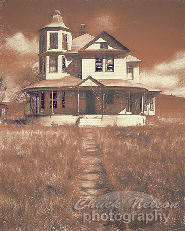 #760C - ABANDONED FARM HOUSE - SEPIA SKETCH (1:1.25)