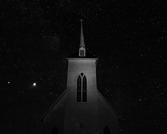 #781 - LITTLE SHASTA CHURCH UNDER STARRY SKY BW (1:1.25)