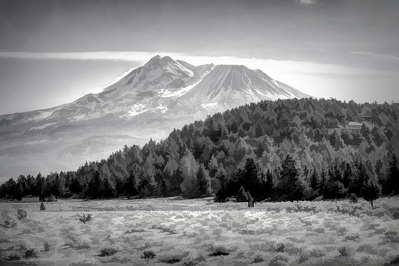 #786 - MOUNT SHASTA HDR BW (1:1.5)