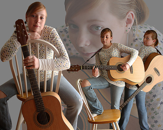 Girl and Guitar Collage