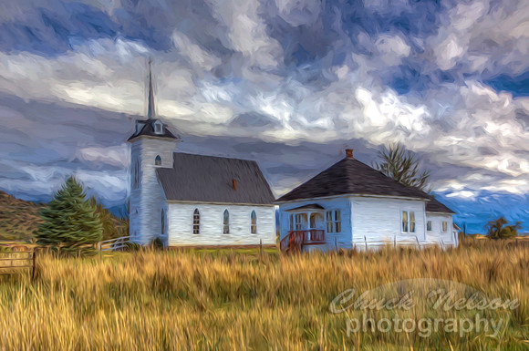 #551B - LITTLE SHASTA CHURCH - PAINTERLY HDR TDAI (1:1.5)