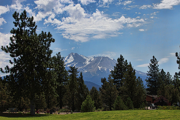 MOUNT SHASTA FROM HOY FAMILY PARK IN LAKE SHASTINA