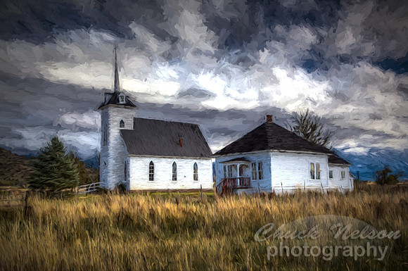 #551C - LITTLE SHASTA CHURCH - PAINTERLY HDR TDAI (8X12)
